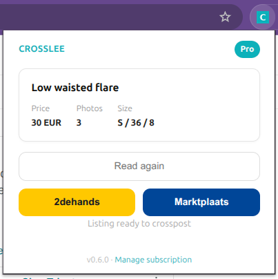 Picking a destination in the Crosslee popup